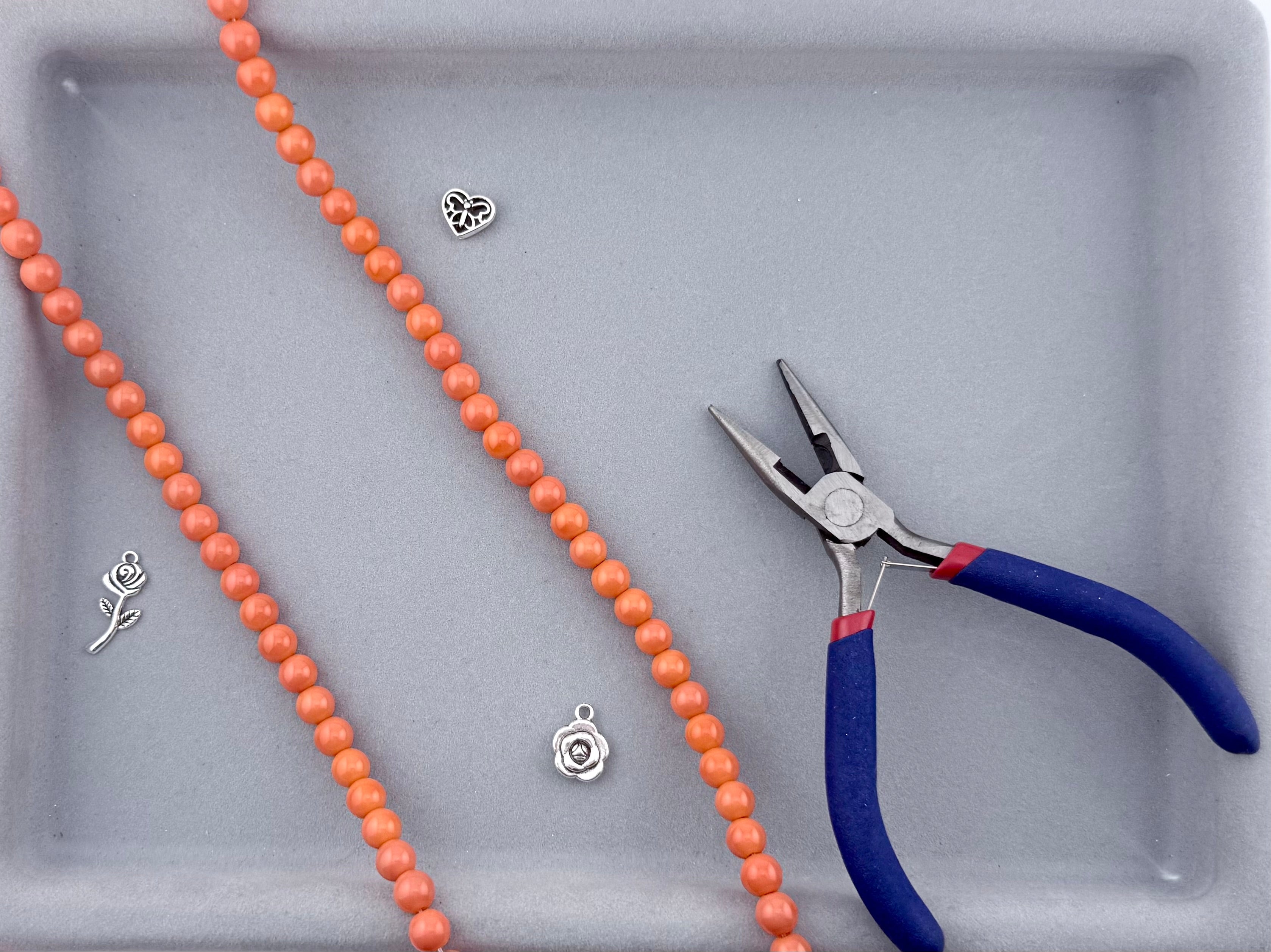 8mm Glass Round Beads Light Orange