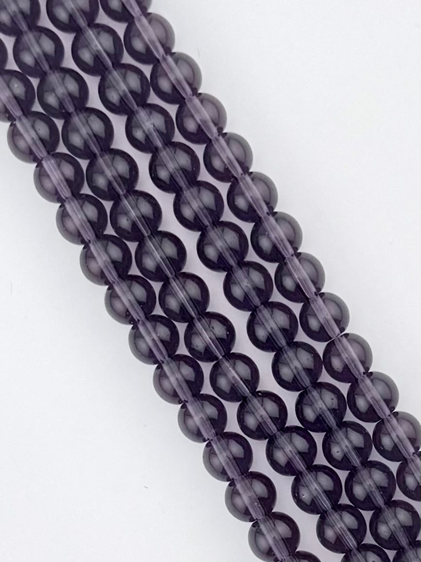 8mm Glass Round Beads Light Dark Purple