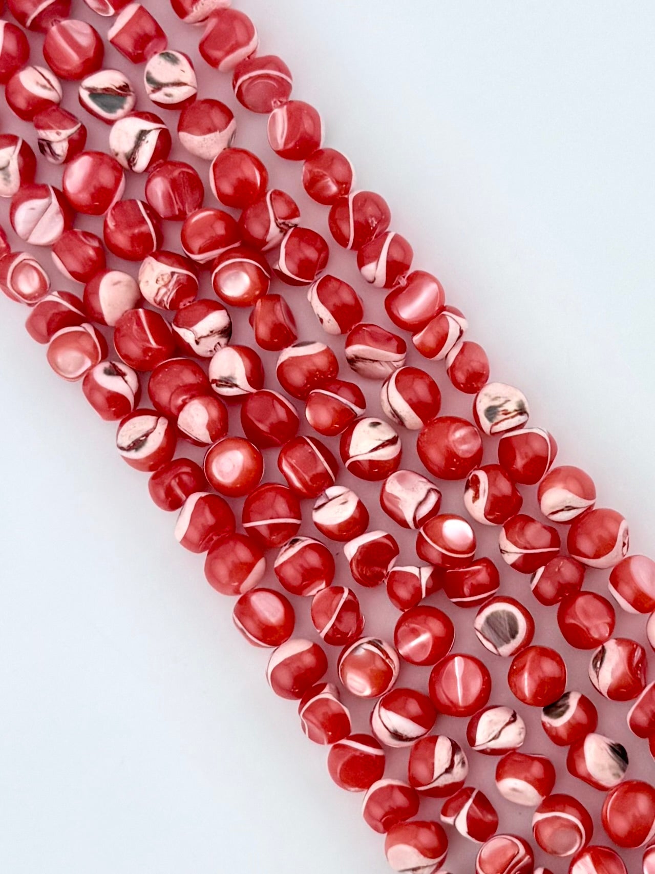 8mm Odd Shaped Shell Beads Strand Red