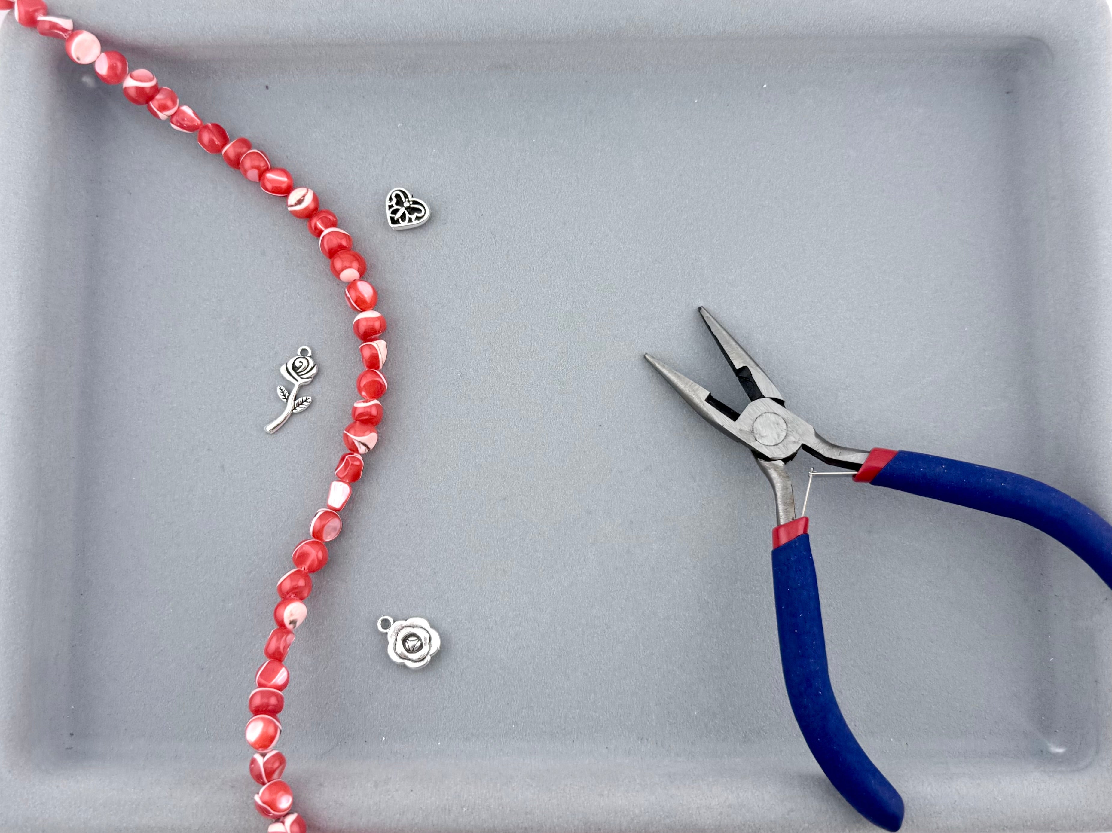 8mm Odd Shaped Shell Beads Strand Red