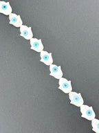 12x11mm Mother Of Pearl Hand Of Hamza Beads Strand White