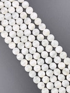 8mm White Pearl Round Beads Strand White