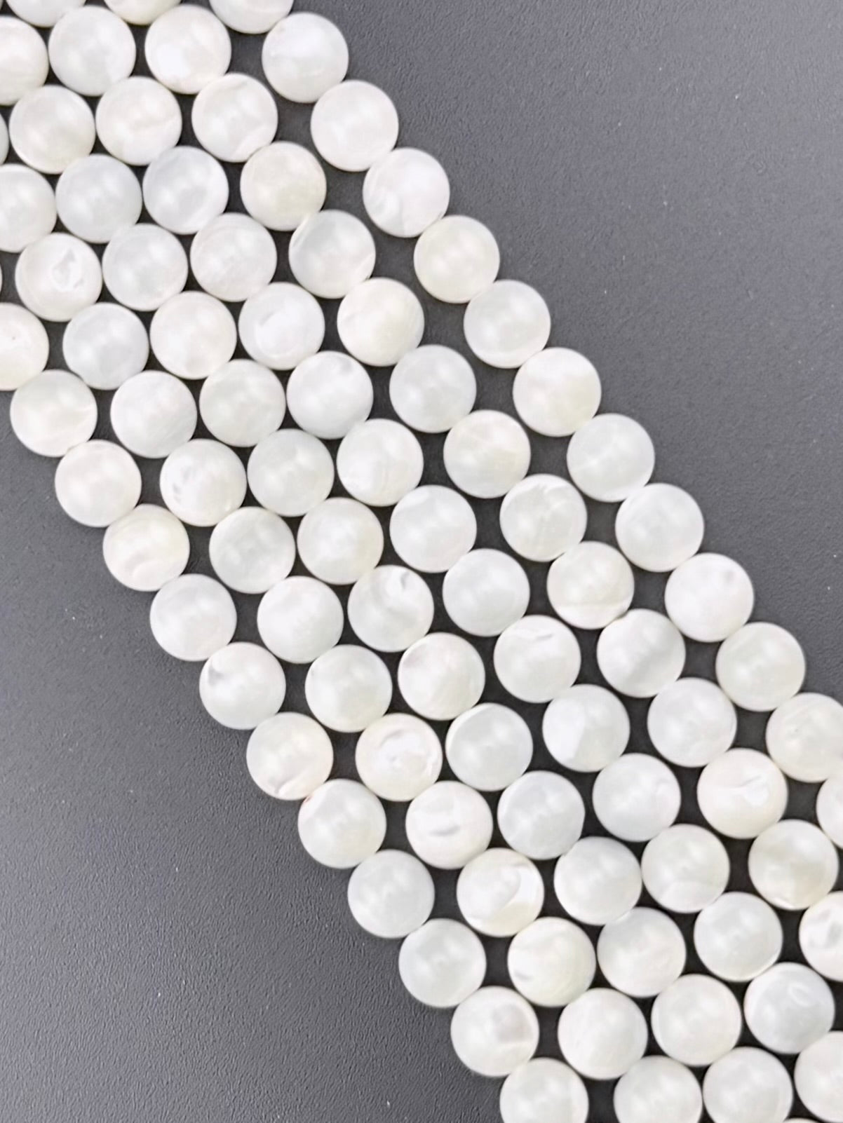 8mm White Pearl Round Beads Strand White