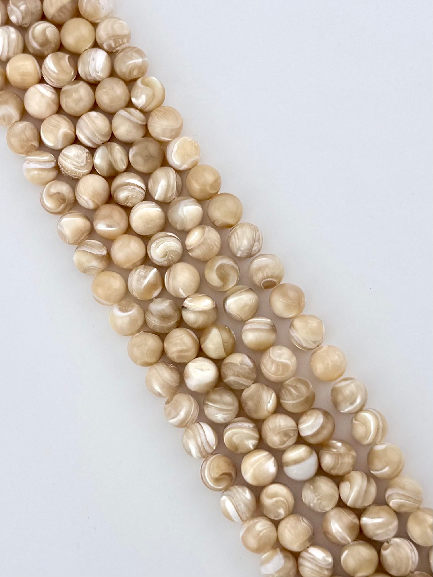 6mm White Pearl Round Beads Strand Cream