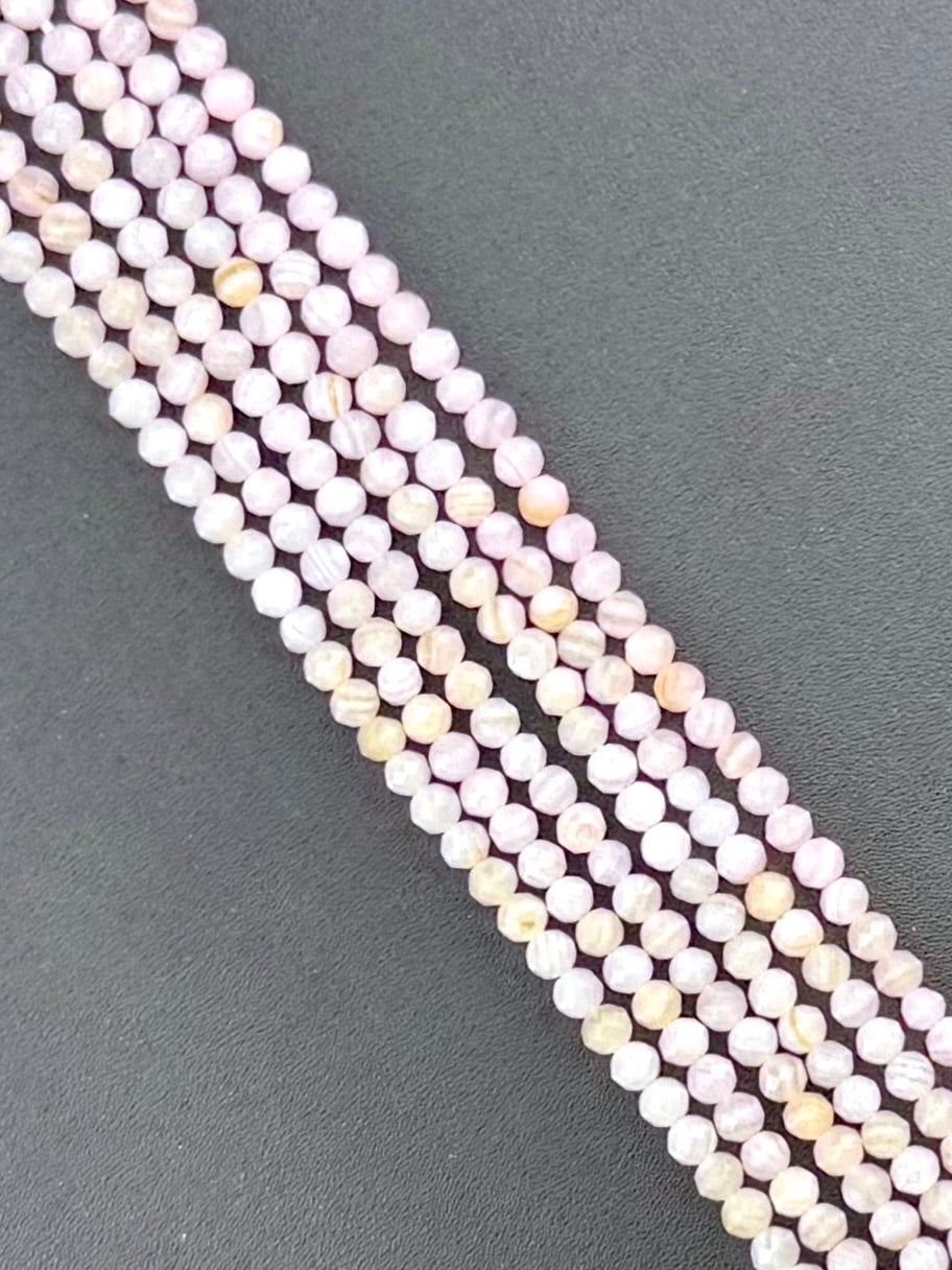 3mm Faceted Shell Round Beads Strand Pink