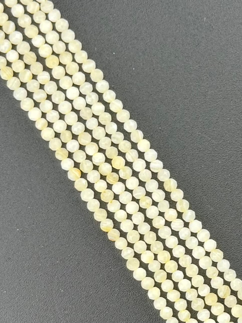 3mm Faceted Shell Round Beads Strand Yellow