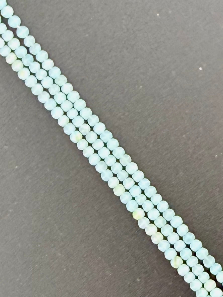 3mm Faceted Shell Round Beads Strand Light Blue