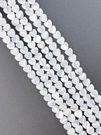 6mm Shell Heart Beads Strand White