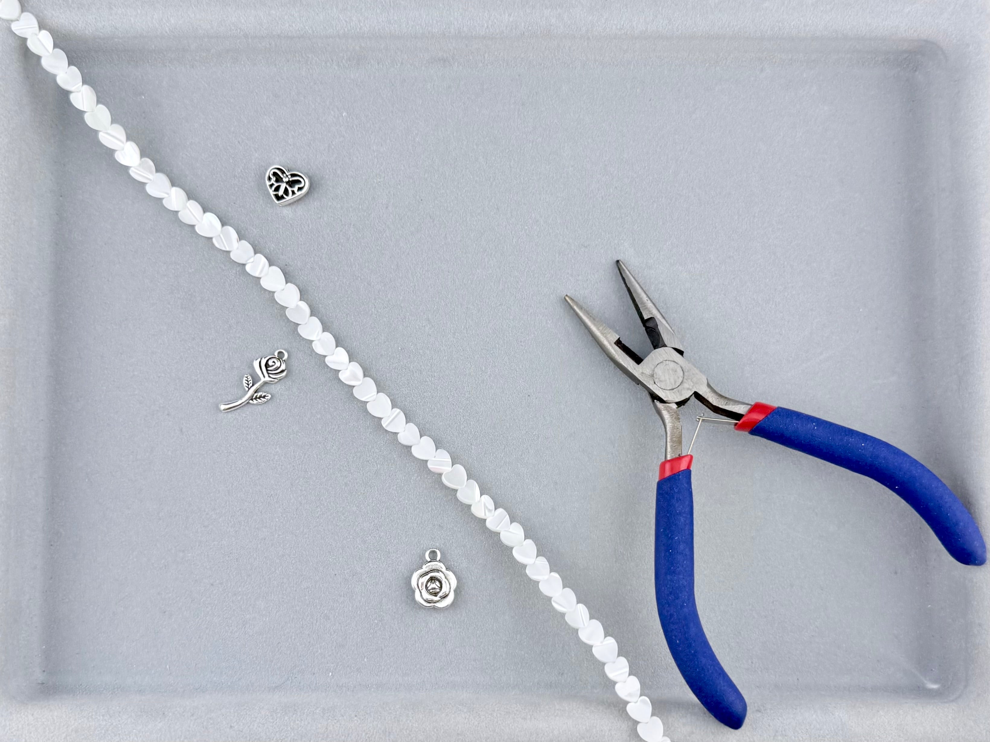 6mm Shell Heart Beads Strand White