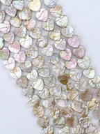 12x12mm Mother Of Pearl Heart Beads Strand Cream