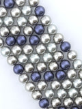 Shell Pearls Round Beads Strand Silver-Purple