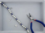 Shell Pearls Round Beads Strand Silver-Purple