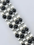 Shell Pearls Round Beads Strand Black-White