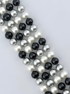 Shell Pearls Round Beads Strand Black-White