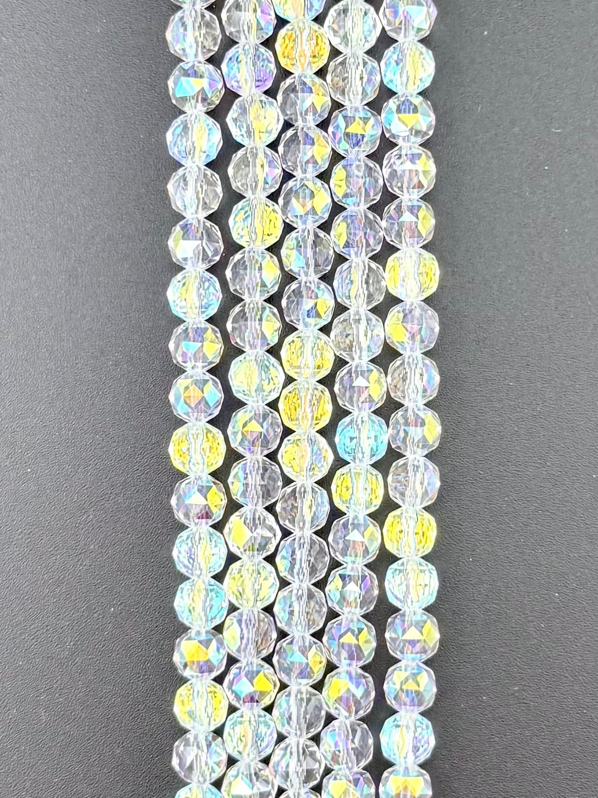 8mm Glass Round Faceted Beads Clear