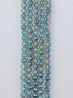 6mm Glass Faceted Round Beads Blue-Green
