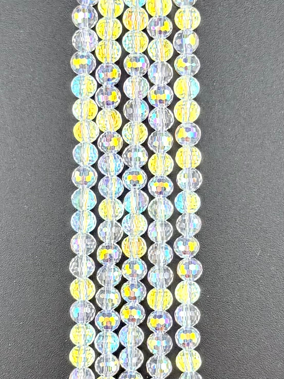 6mm Glass Faceted Round Beads Clear