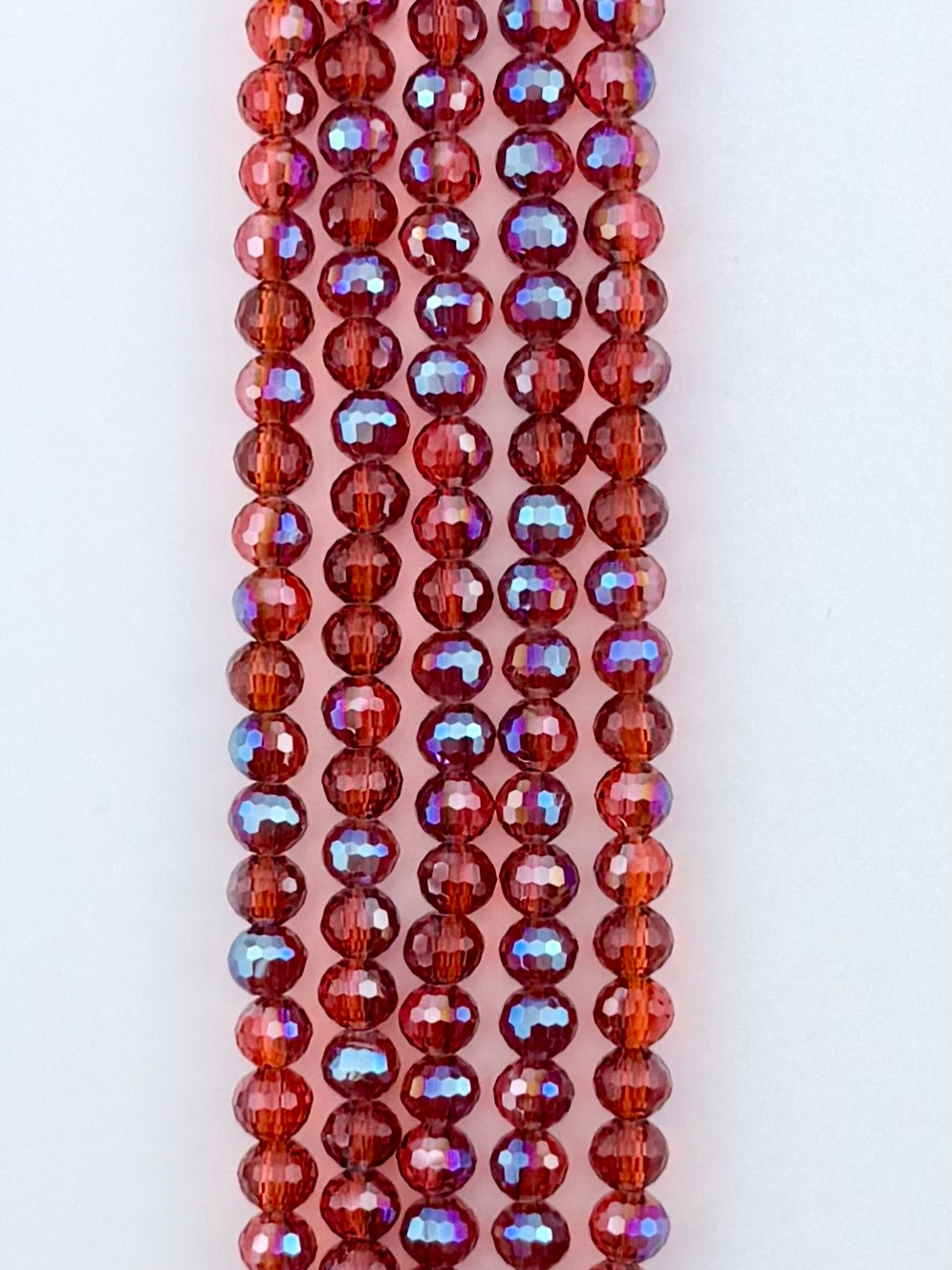 6mm Glass Faceted Round Beads Red-Blue