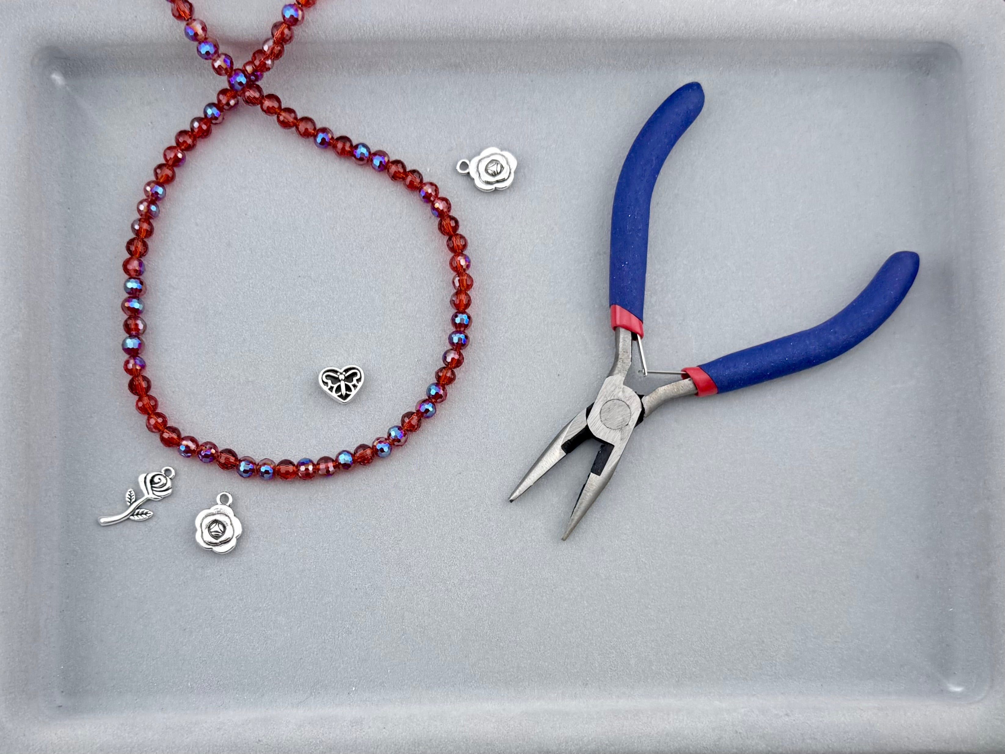 6mm Glass Faceted Round Beads Red-Blue
