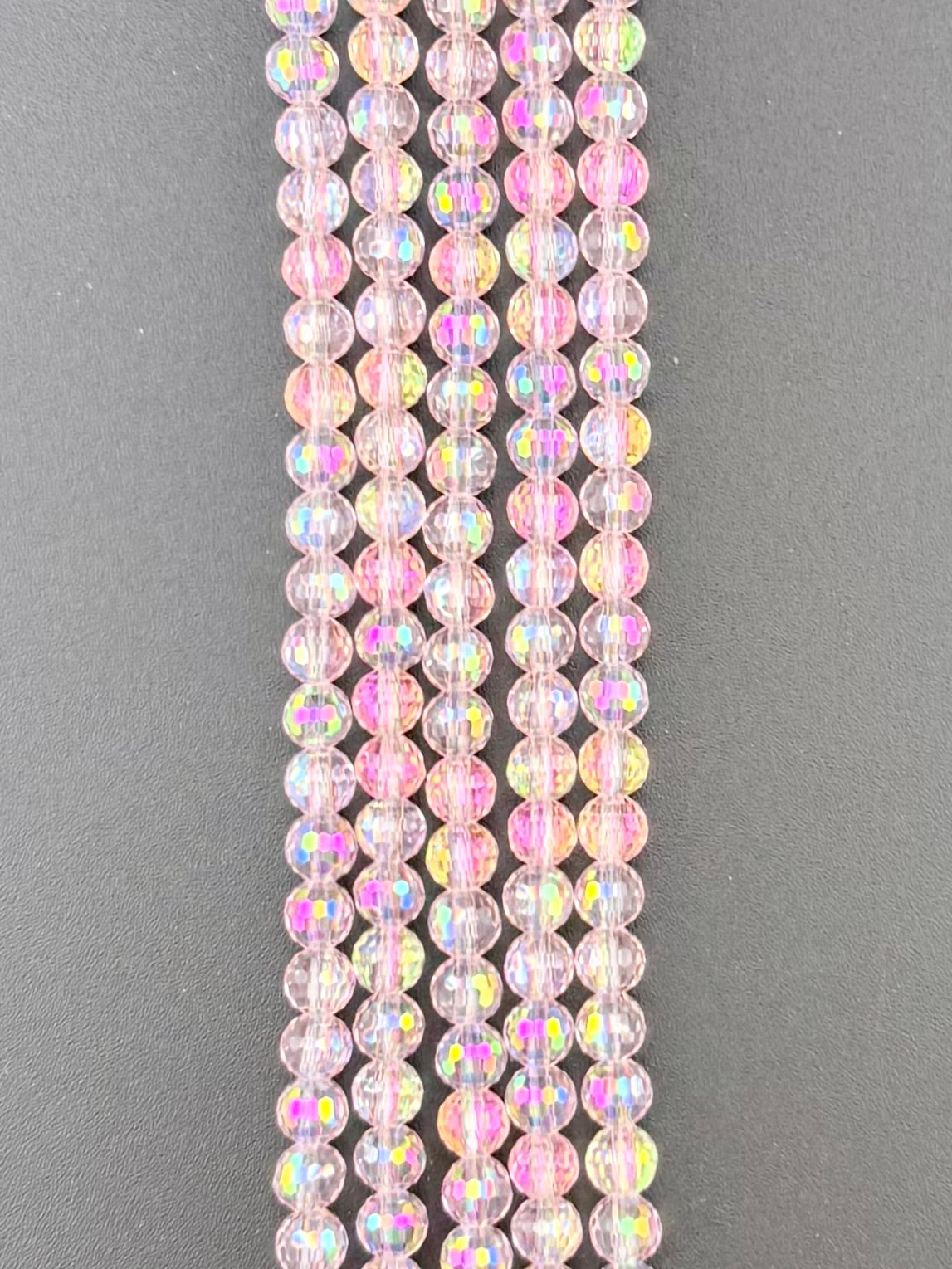6mm Glass Faceted Round Beads Pink