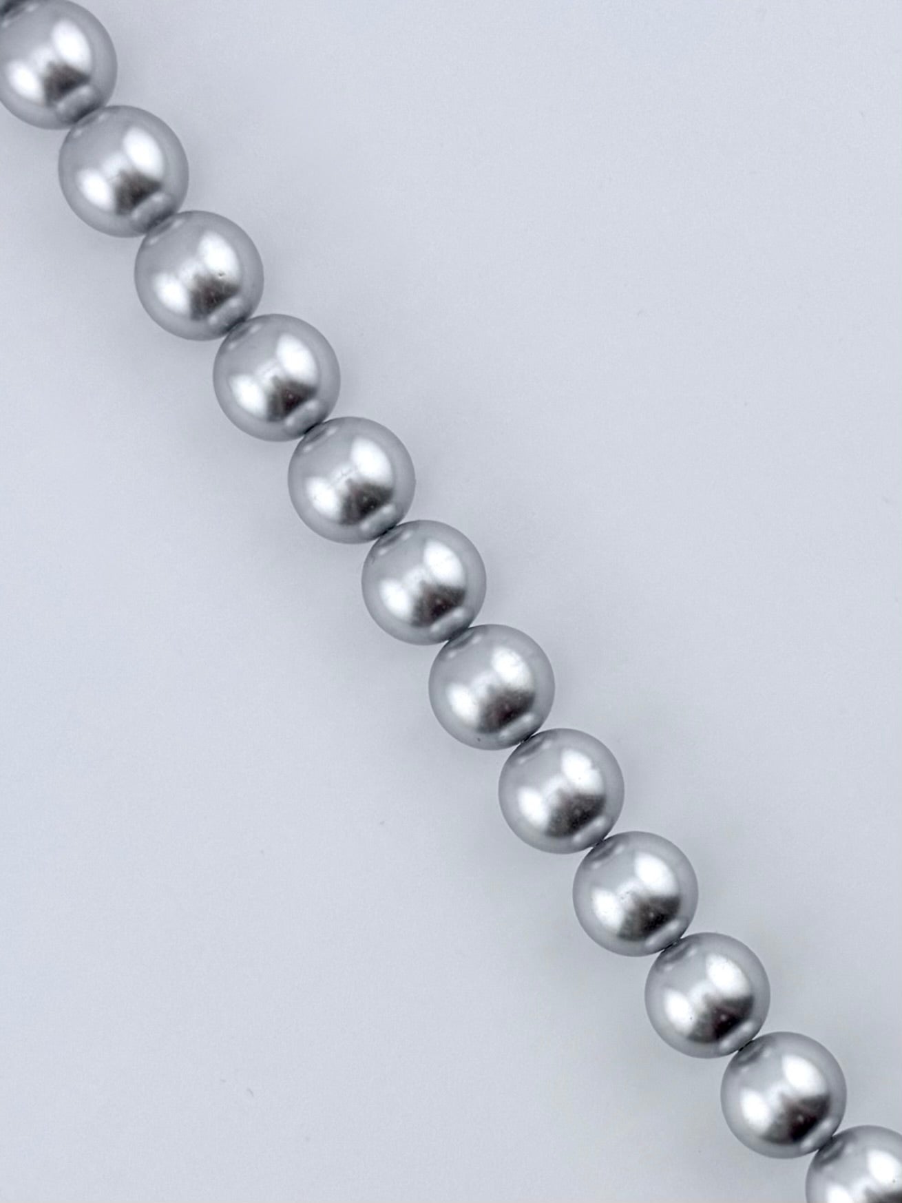 Shell Pearls Round Beads Strand Silver