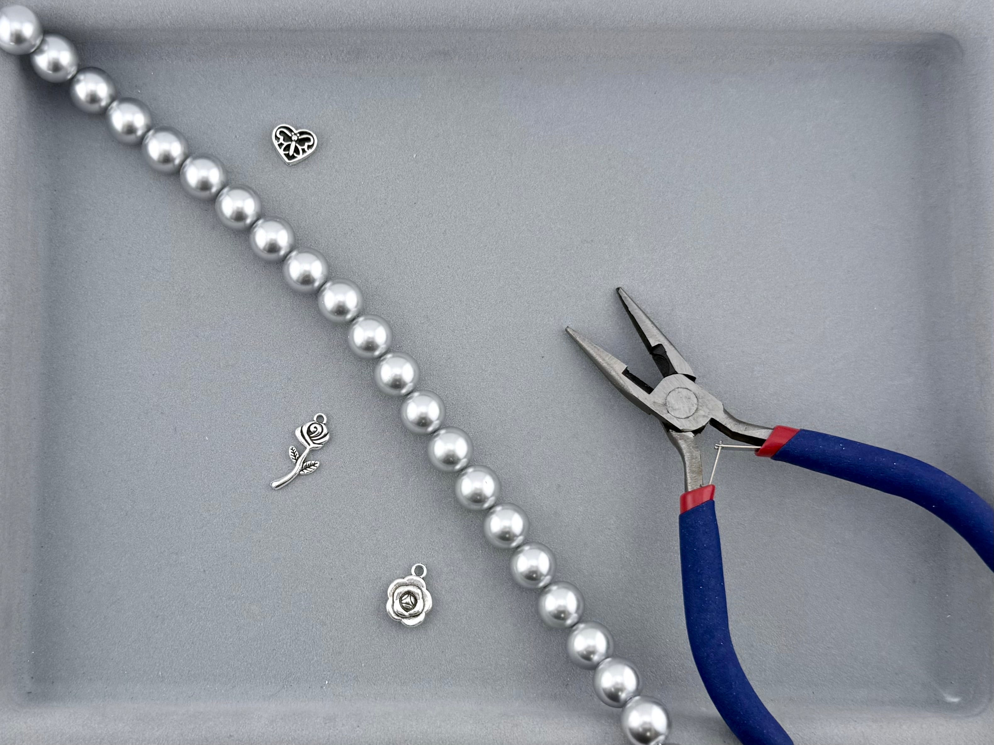 Shell Pearls Round Beads Strand Silver