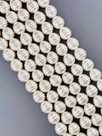 Ribbed Round Shell Pearl Beads Strand Cream