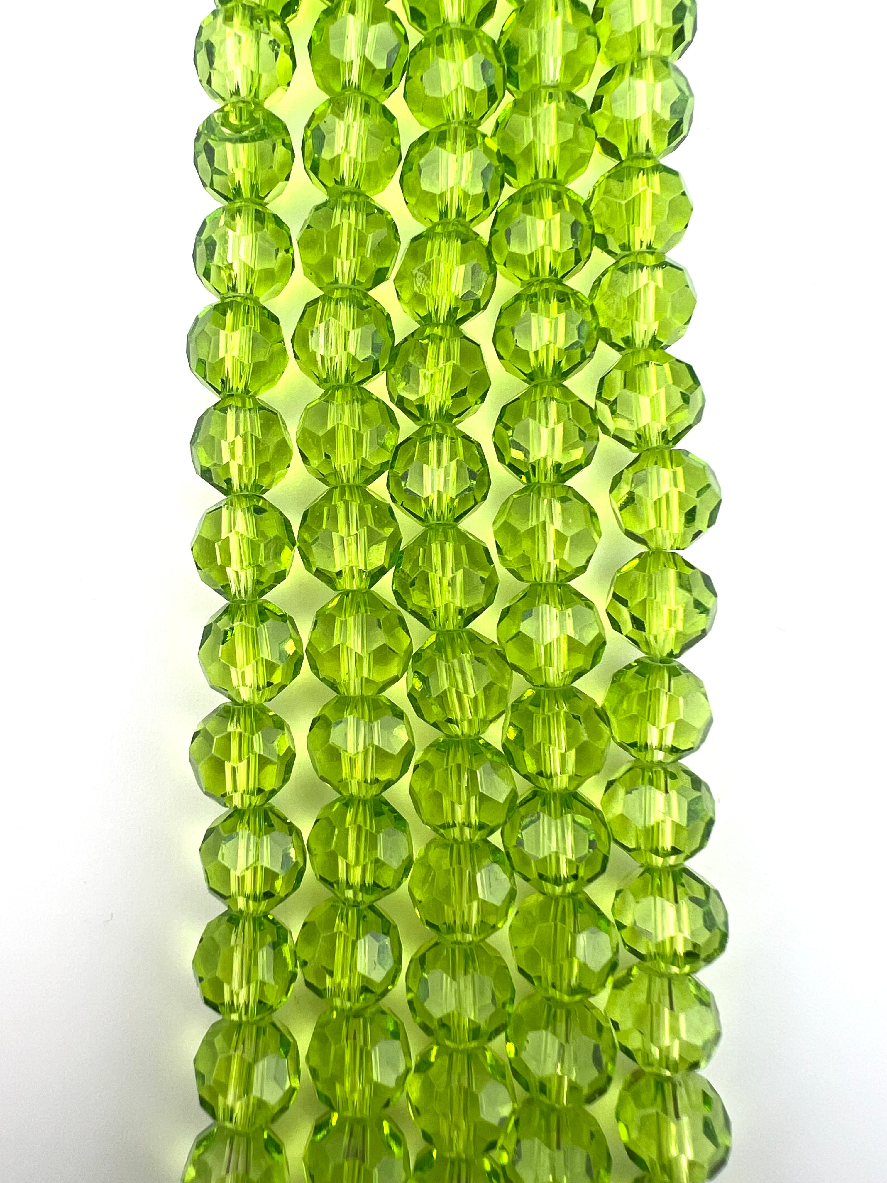 8mm Glass faceted round Beads Transparent Green