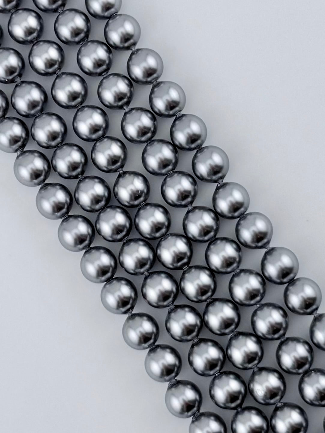 Shell Pearls Round Beads Strand Silver
