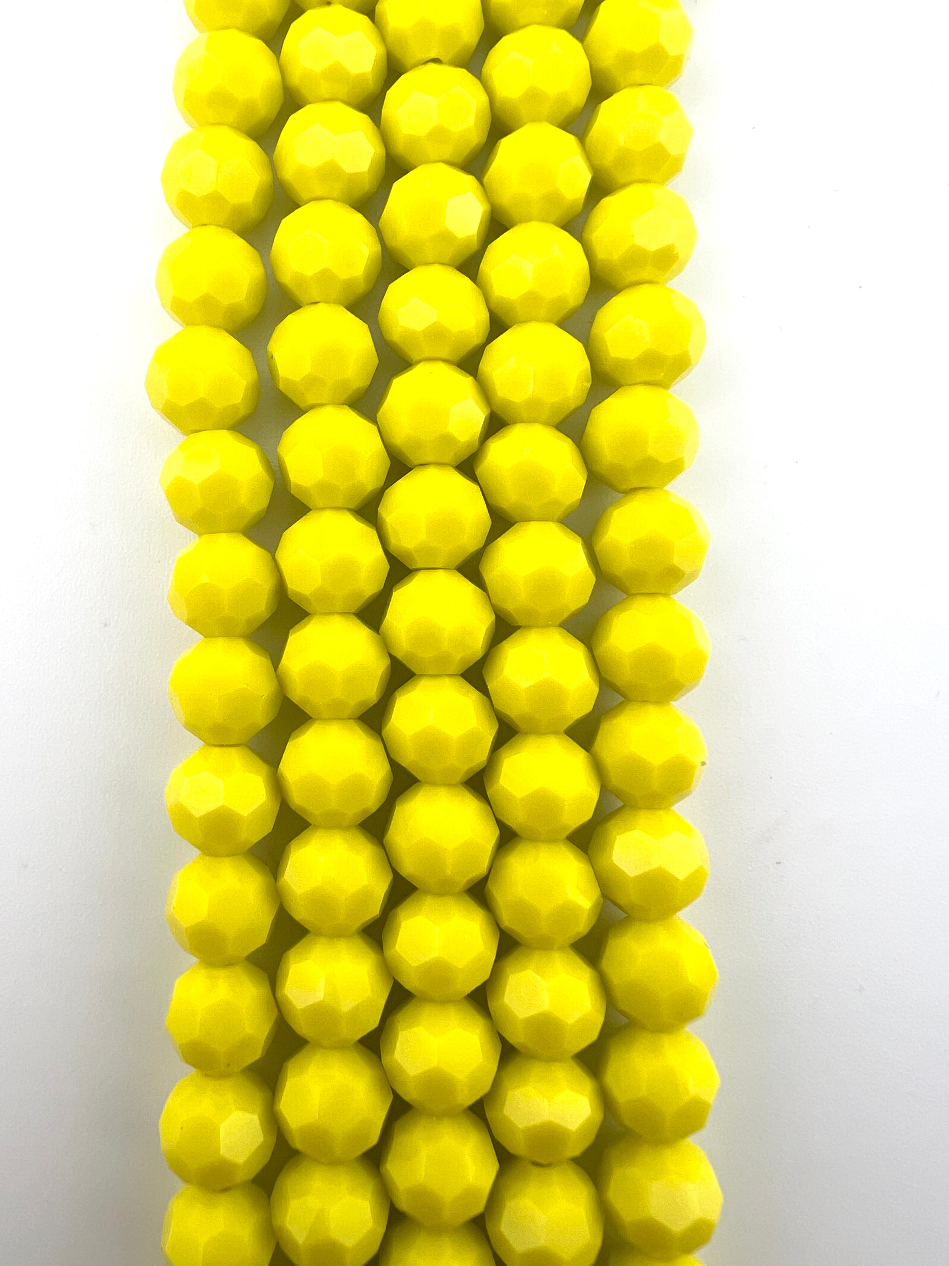 8mm Glass faceted round Beads Yellow