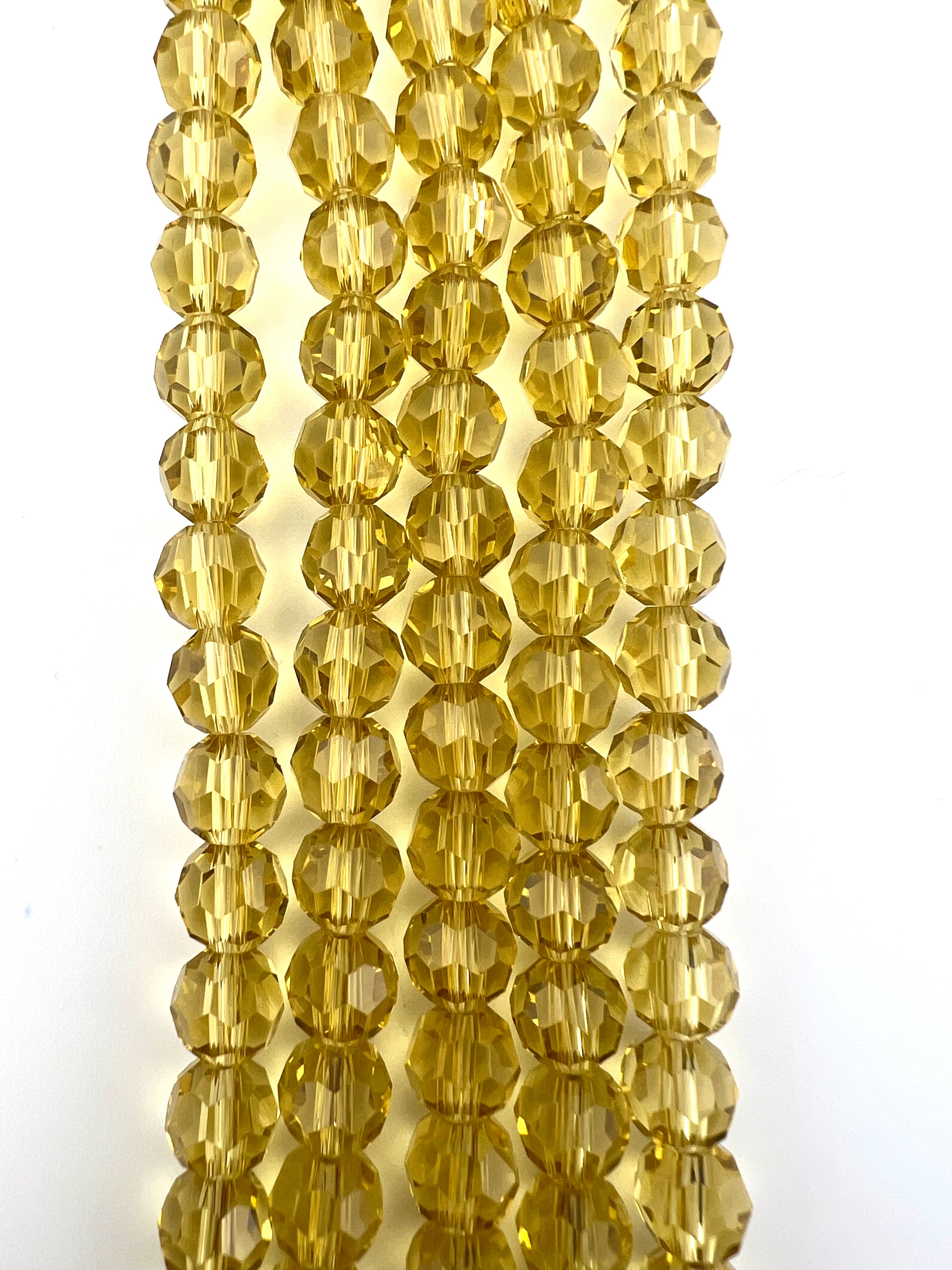 8mm Glass faceted round Beads Light Amber