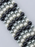Shell Pearls Round Beads Strand Black-Cream