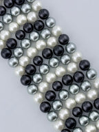 Shell Pearls Round Beads Strand Black-Cream