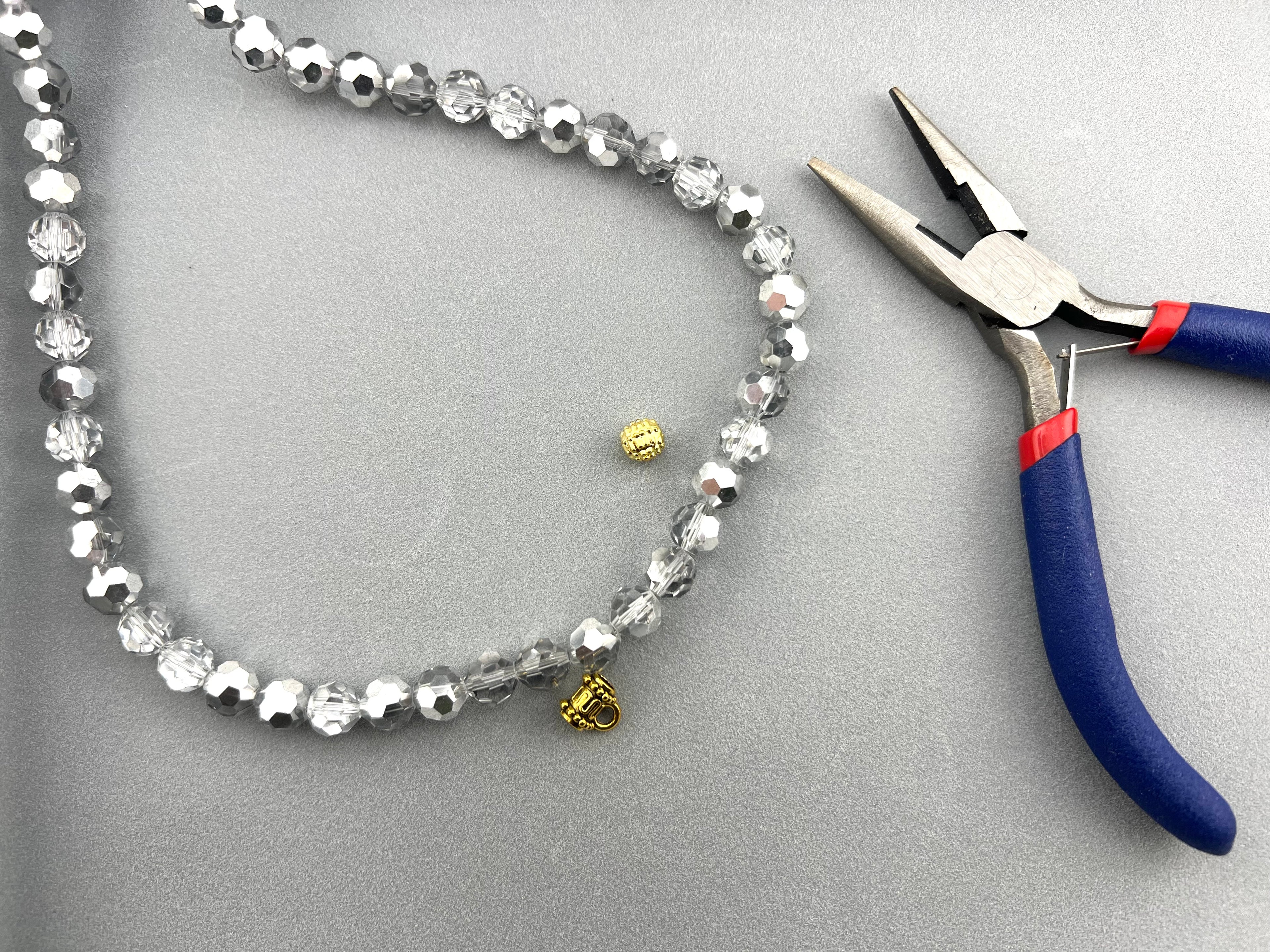 8mm Glass faceted round Beads Half Silver