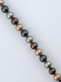 Shell Pearls Round Beads Strand Brown-Silver