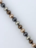 Shell Pearls Round Beads Strand Brown-Silver