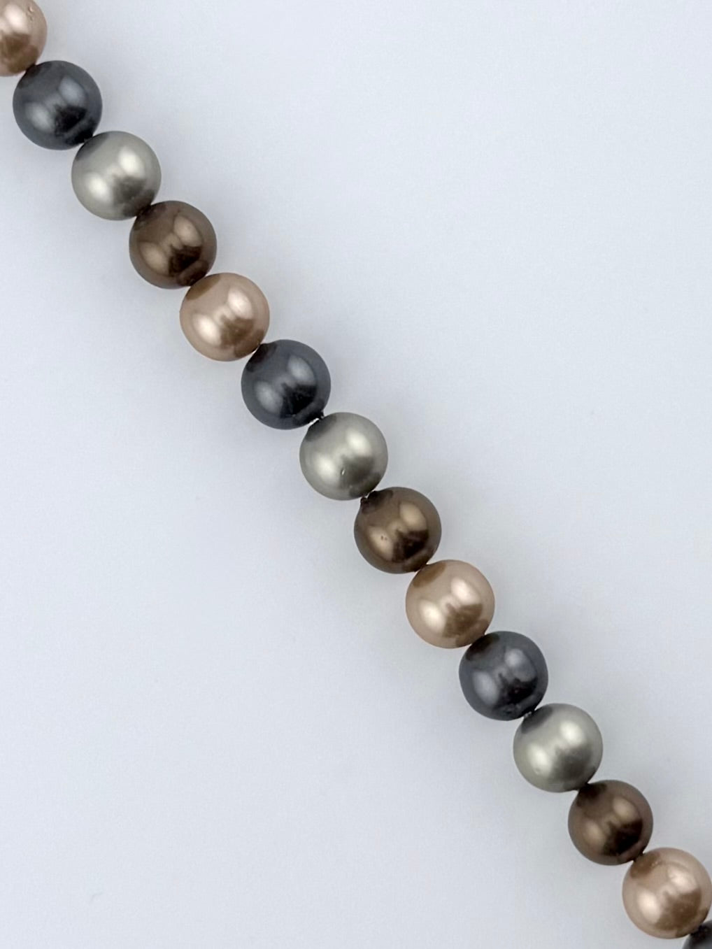 Shell Pearls Round Beads Strand Brown-Silver