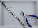 Shell Pearls Round Beads Strand Brown-Silver