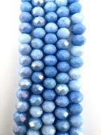 6mm Glass Faceted Rondelle Bead Blue Mix