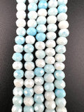 6mm Glass Faceted Rondelle Beads Light Blue and White
