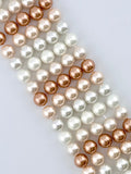 Shell Pearls Round Beads Strand Brown-White