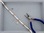 Shell Pearls Round Beads Strand Brown-White
