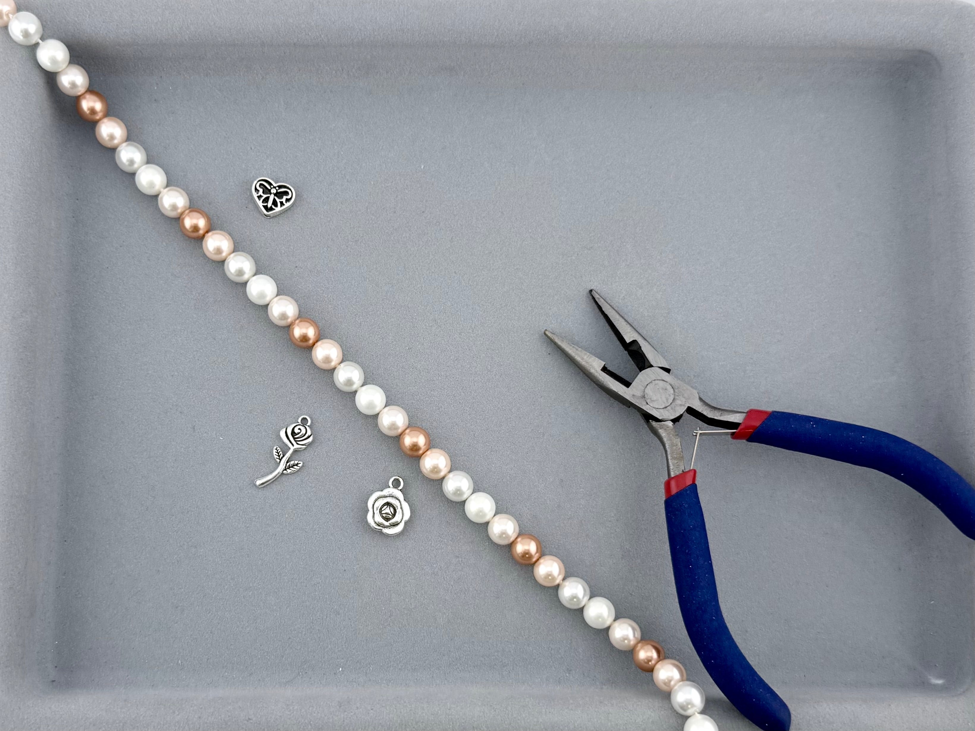 Shell Pearls Round Beads Strand Brown-White