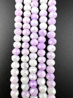 6mm Glass Faceted Rondelle Beads Purple and White