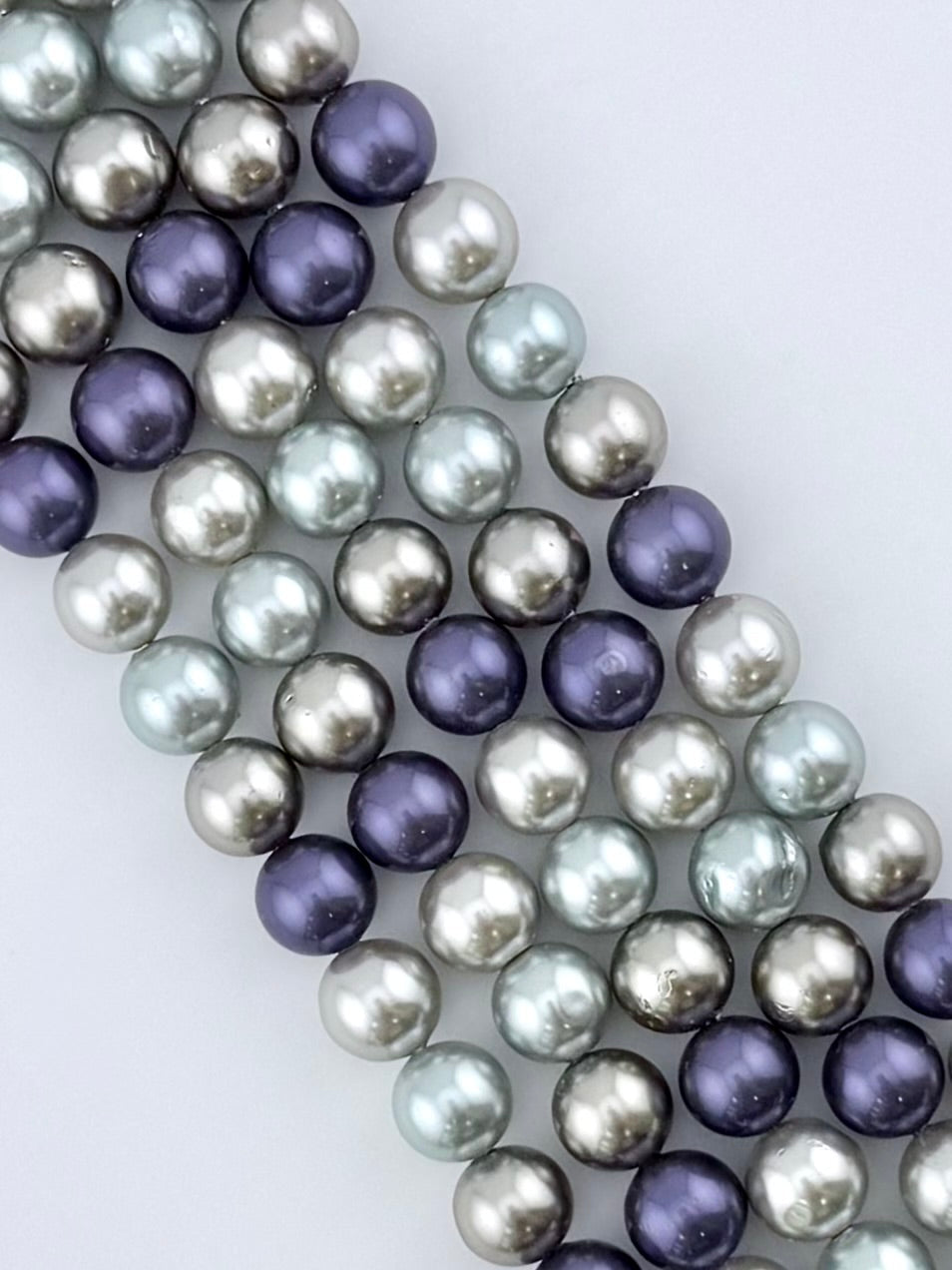 Shell Pearls Round Beads Strand Silver-Purple
