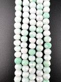 6mm Glass Faceted Rondelle Beads Mint Green and White
