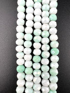6mm Glass Faceted Rondelle Beads Mint Green and White
