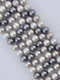 Shell Pearls Round Beads Strand Cream-Silver
