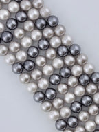 Shell Pearls Round Beads Strand Cream-Silver