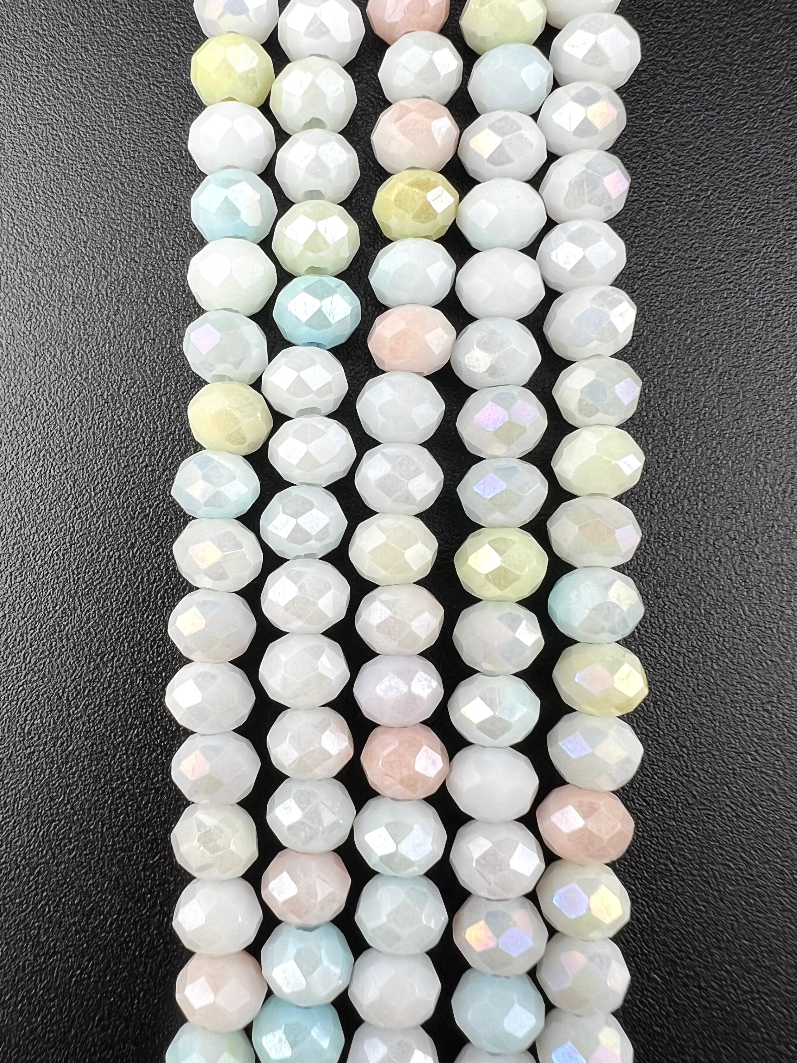 6mm Glass Faceted Rondelle Beads Mix Colour AB